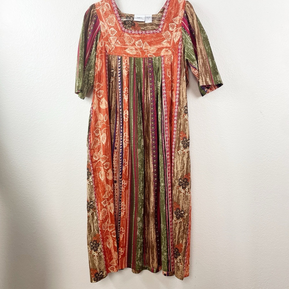 Vermont Country Store Patchwork Prairie Dress Size M Cotton Muu Muu Cottagecore
